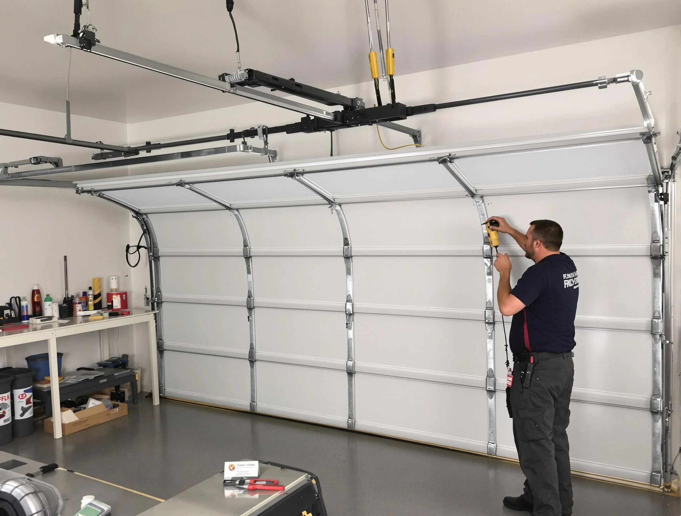 Plum Garage Door Repair certified technician performing overhead door system repair in Plum