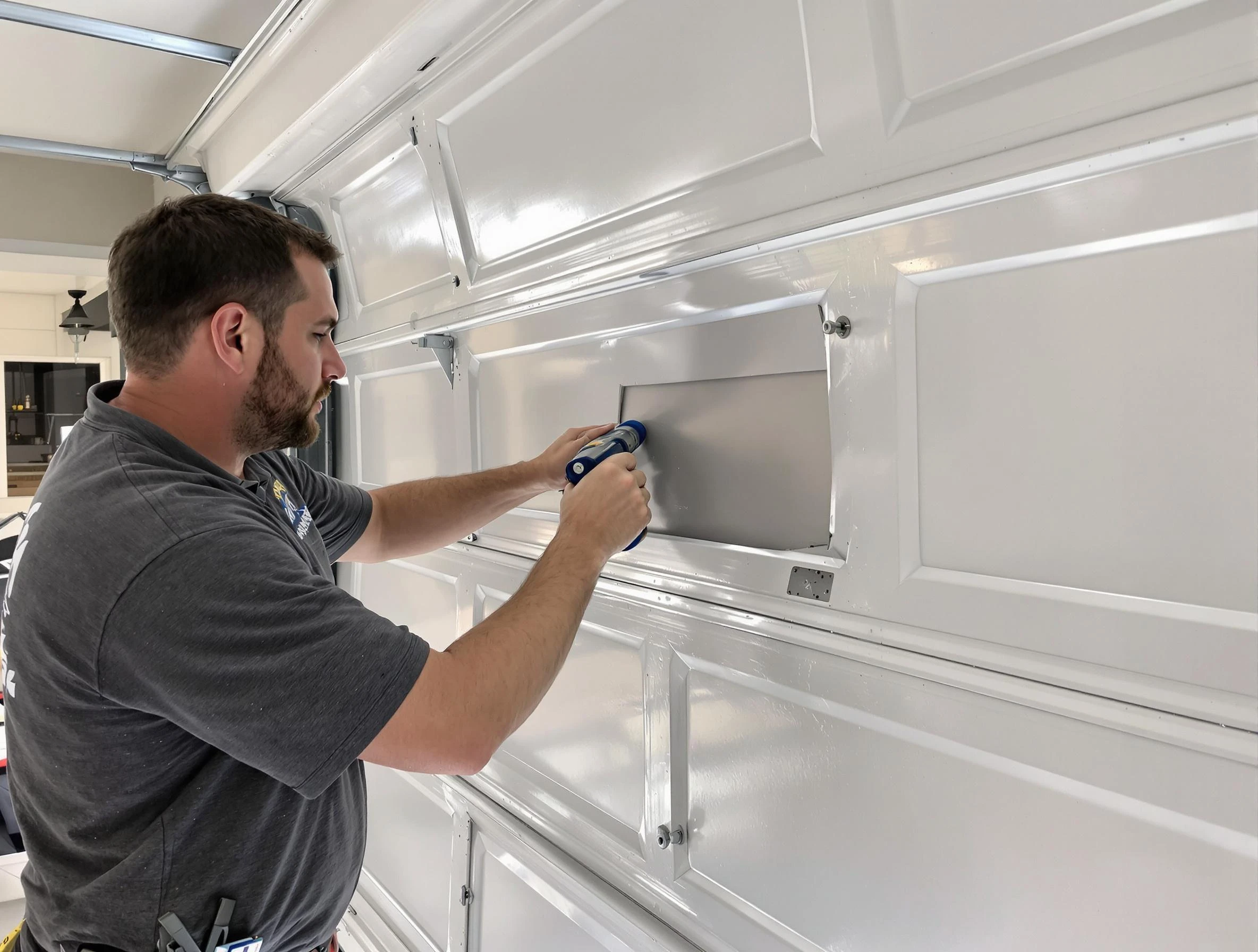 Garage door panel repair by Plum Garage Door Repair in Plum