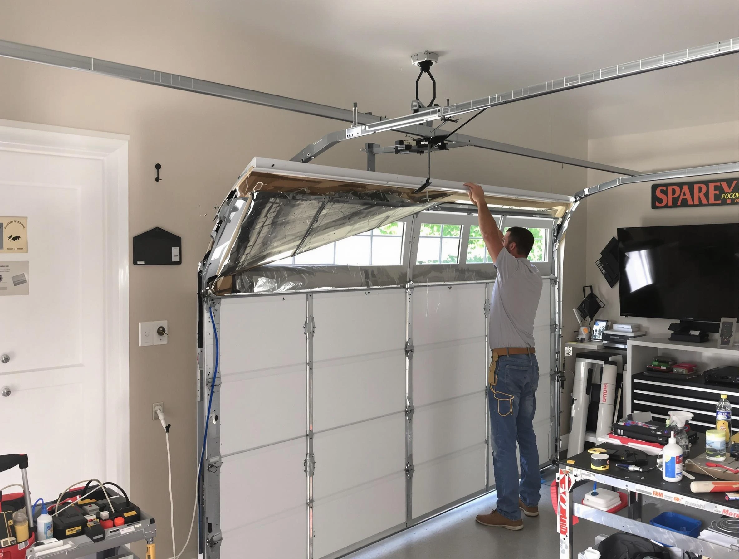 Garage door section replacement by Plum Garage Door Repair in Plum