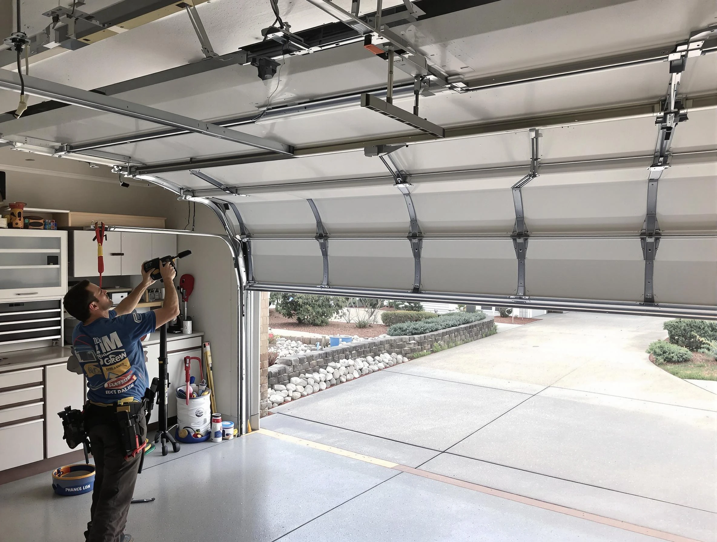 Garage door track repair service by Plum Garage Door Repair in Plum